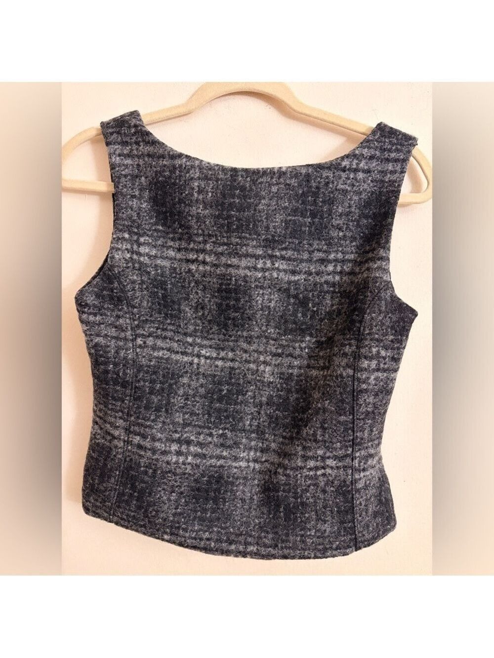 Banana Republic Wool Blend Plaid Vest Sleeveless Top and Cut out Back Size 4